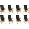vidaXL Chaises inclinables de jardin avec coussins 8 pcs Teck solide