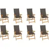 vidaXL Chaises inclinables de jardin avec coussins 8 pcs Teck solide