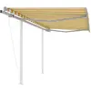 vidaXL Auvent rétractable automatique et poteaux 3,5x2,5 m Jaune blanc