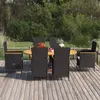 vidaXL Ensemble de salle à manger de jardin 7 pcs Résine tressée Noir