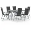vidaXL Ensemble à dîner de jardin 7 pcs Aluminium Argenté et noir
