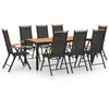 vidaXL Ensemble à manger de jardin 9 pcs aluminium noir