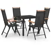 vidaXL Ensemble à manger de jardin 5 pcs aluminium noir