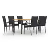 vidaXL Ensemble de salle à manger de jardin 7 pcs Résine tressée Noir