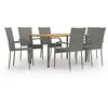 vidaXL Ensemble de salle à manger de jardin 7 pcs Résine tressée Gris