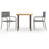 vidaXL Ensemble de salle à manger de jardin 3 pcs Résine tressée Gris