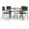 vidaXL Ensemble de salle à manger de jardin 5 pcs Résine tressée Noir