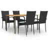 vidaXL Ensemble de salle à manger de jardin 5 pcs Résine tressée Noir
