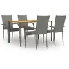 vidaXL Ensemble de salle à manger de jardin 5 pcs Résine tressée Gris