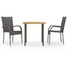 vidaXL Ensemble À Manger De Jardin 3pcs Résine Tressée Marron