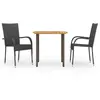 vidaXL Ensemble de salle à manger de jardin 3 pcs Résine tressée Noir