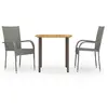 vidaXL Ensemble de salle à manger de jardin 3 pcs Résine tressée Gris