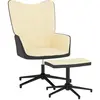 vidaXL Chaise de relaxation et repose-pied Blanc crème Velours et PVC