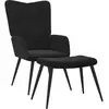 vidaXL Chaise de relaxation avec tabouret Noir Velours