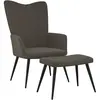 vidaXL Chaise de relaxation avec repose-pied Gris foncé Velours