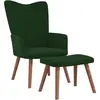 vidaXL Chaise de relaxation avec repose-pied Vert foncé Velours