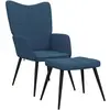 vidaXL Chaise de relaxation avec tabouret Bleu Tissu