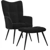 vidaXL Chaise de relaxation avec repose-pied Noir Velours
