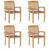 Vidaxl Chaises de Jardin Empilables avec Coussins - Teck Solide