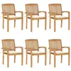 vidaXL Chaises empilables avec coussins - Teck
