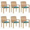 vidaXL Chaises empilables jardin Teck 6 pcs