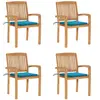 vidaXL Chaises empilables avec coussins Teck Solide