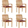 vidaXL Chaises de jardin - Lot de 4 - Teck rouge bordeaux
