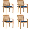 vidaXL Chaises de jardin empilables - Teck avec coussins