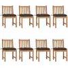 vidaXL Chaises de jardin 8 pcs avec coussins Bois de teck massif