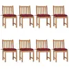 vidaXL Chaises de jardin 8 pcs avec coussins Bois de teck massif