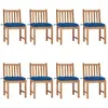 vidaXL Chaises de jardin 8 pcs avec coussins Bois de teck massif