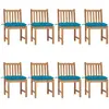 vidaXL Chaises de jardin 8 pcs avec coussins Bois de teck massif