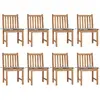 vidaXL Chaises de jardin 8 pcs avec coussins Bois de teck massif