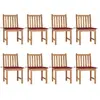 vidaXL Chaises de jardin lot de 8 avec coussins Bois de teck massif