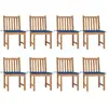 vidaXL Chaises de jardin 8 pcs avec coussins Bois de teck massif