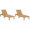 vidaXL Chaises longues 2 pcs Bois de teck solide