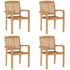 vidaXL Chaises empilables 4 pcs Bois de teck