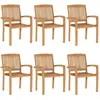 vidaXL Chaises de jardin empilables 6 pcs Bois de teck solide