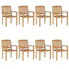 vidaXL Chaises de jardin empilables 8 pcs Bois de teck