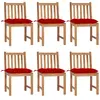 vidaXL Chaises de jardin 6 pcs avec coussins Bois de teck massif