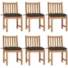 vidaXL Chaises de jardin 6 pcs avec coussins Bois de teck massif
