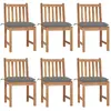 vidaXL Chaises de jardin 6 pcs avec coussins Bois de teck massif