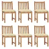vidaXL Chaises de jardin 6 pcs avec coussins Bois de teck massif