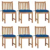 vidaXL Chaises de jardin 6 pcs avec coussins Bois de teck massif