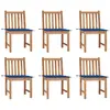 vidaXL Chaises de jardin 6 pcs avec coussins Bois de teck massif