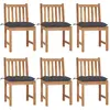 vidaXL Chaises de jardin lot de 6 avec coussins Bois de teck massif