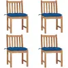 vidaXL Chaises de jardin 4 pcs avec coussins Bois de teck massif