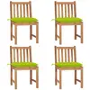 vidaXL Chaises de jardin 4 pcs avec coussins Bois de teck massif