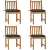 vidaXL Chaises de jardin 4 pcs avec coussins Bois de teck massif