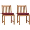 vidaXL Chaises de jardin 4 pcs avec coussins Bois de teck massif